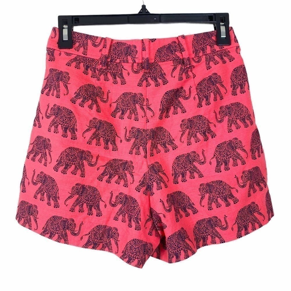 JCrew Coral Red Elephant Print High Waist Shorts - Picture 7 of 10
